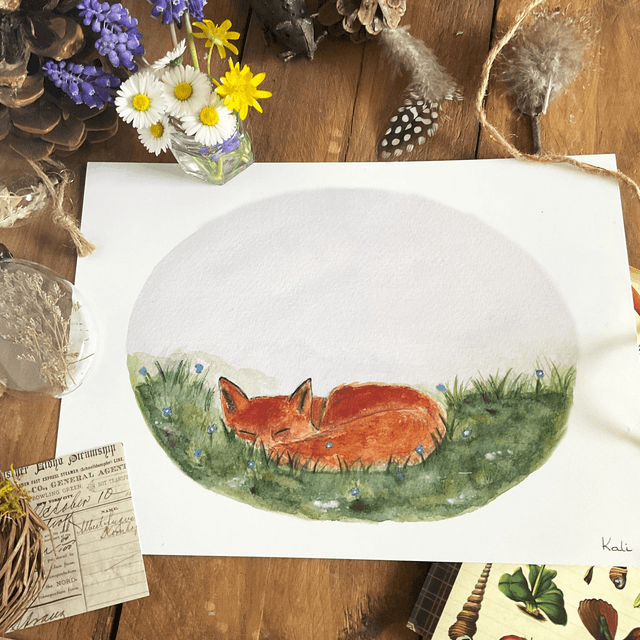 Endormi dans la prairie - carte postale