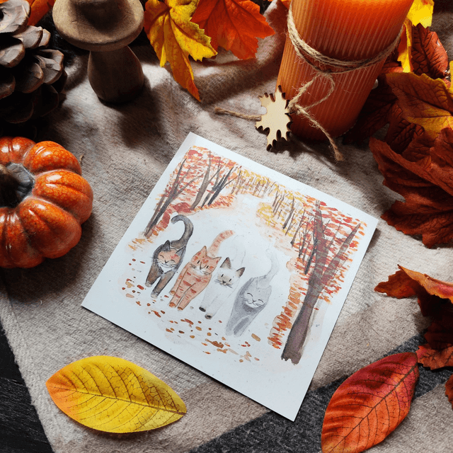 Copains d'automne - carte postale
