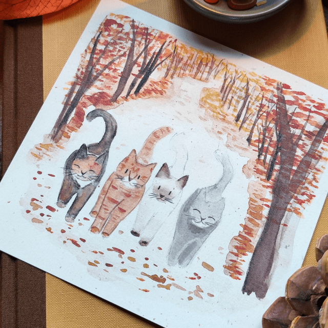 Copains d'automne - carte postale