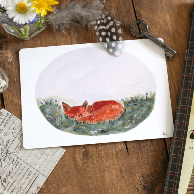Endormi dans la prairie - carte postale