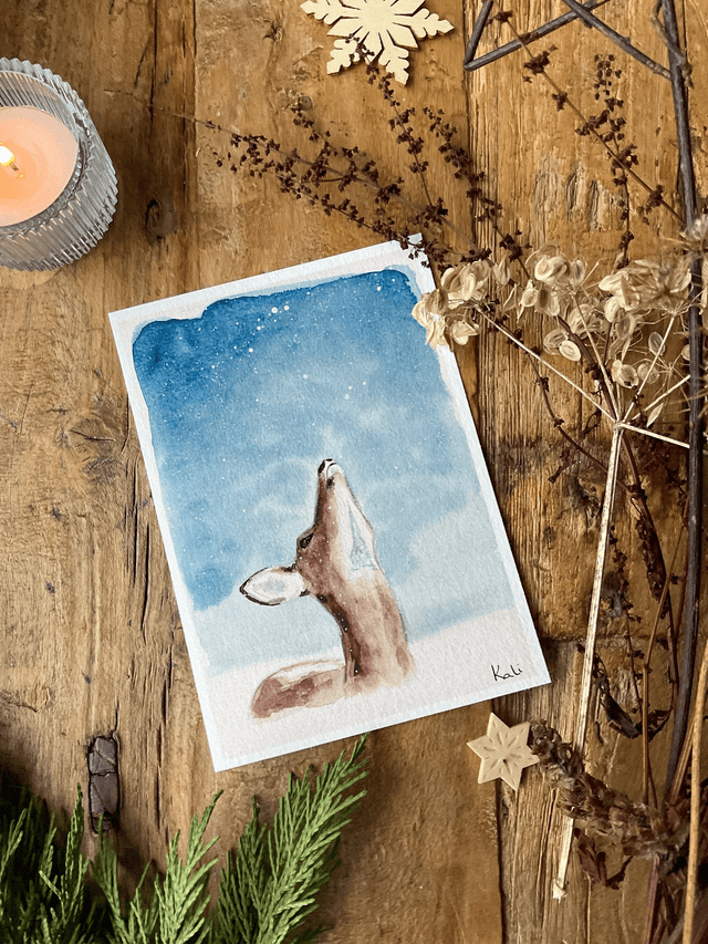 Biche sous la neige - affiche
