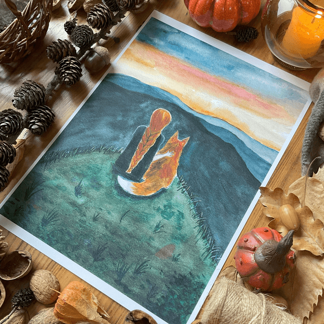 Amitié au coucher de soleil - affiche