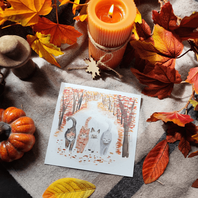 Copains d'automne - carte postale