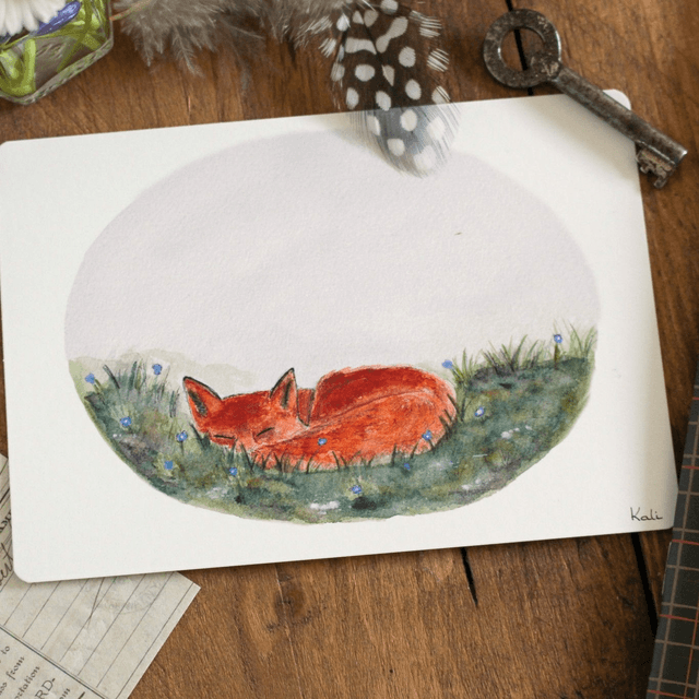 Endormi dans la prairie - carte postale