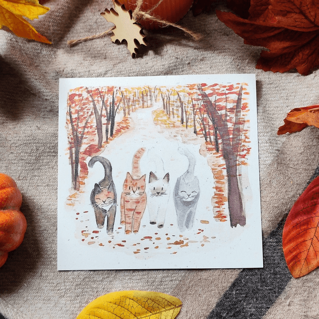 Copains d'automne - carte postale