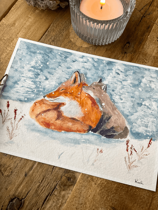 Etreinte hivernale - carte postale