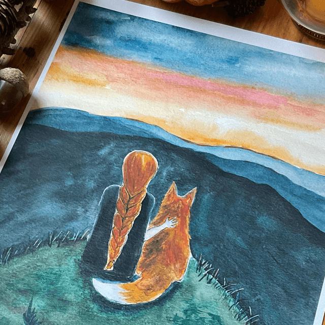 Amitié au coucher de soleil - affiche