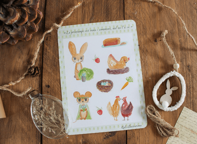 Planche A5 Stickers du printemps